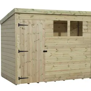 Empire 1500 9x8 Pent Garden Shed with Left Side Single Door With 2 Windows